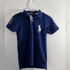Vintage Preppy Ralph Lauren Kids Classic Navy Polo Shirt SZ 9/10